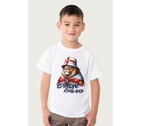 Coto7 C'mon England Blue Flag Wrapped Lion Euro Football T-Shirt in White | Size: 3-4 Years Coto7 White 3-4 Years