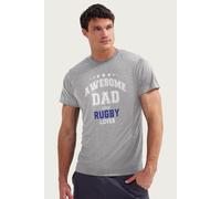 Coto7 Men's Awesome Dad & Rugby Lover T-Shirt in Mid Grey | Size: Medium Coto7 Mid Grey M