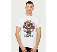 Coto7 Men's C'mon England Flag Lion Roar Euro Football England Euro Football T-Shirt in White | Size: Medium Coto7 White M