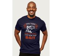 Coto7 Men's Good Things Come To Those Who Bait Fishing T-Shirt in Navy | Size: Large Coto7 Navy L