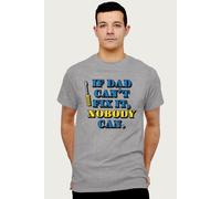 Coto7 Men's If Dad Can't Fix It Nobody Can Fathers Day T-Shirt in Mid Grey | Size: Small Coto7 Mid Grey S