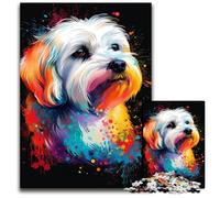 Coton De Tulear Dog Art 1000 Piece Puzzle Jigsaw Puzzles for Adults Perfect for Family Gatherings, Birthdays, Holidays 26X38CM/10.23x14.96inch
