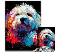Coton De Tulear Dog Art Adult Jigsaw Puzzles 1000 Pieces cardboard Puzzles Perfect for Christmas, Halloween, Easter, New Year 26X38CM/10.23x14.96inch