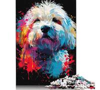 Coton De Tulear Dog Art Jigsaw Puzzle for Adults 1000 Piece Round Jigsaw Puzzles Challenging Game Birthday Present Puzzle Casual Games 1000pcs (75x50cm)