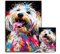 Coton De Tulear Dog Art Jigsaw Puzzles for Adults 1000 Piece Impossible Jigsaw Puzzles for Adults Perfect for Halloween, Christmas, Birthday Gift 50x75CM/19.68x29.52inch
