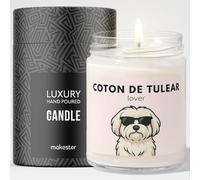 Coton de Tulear Gifts - Luxury Soy Wax Candle - Vanilla, Jasmine, Sugared Almond - Dogs in Shades - Makester