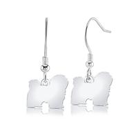 Coton De Tulear Silhouette Silver Earrings