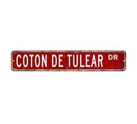 Coton De Tulear Street Sign Dog House Metal Sign 3x18in Custom Easy to Mount Metal Wall Art Retro Wall Sign Decor for Farm Kitchen Wall Home Garden