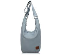 Coton Pose Women Hippie Crossbody Bag - Top Zip Large Capacity Canvas Sling Bag - Jacquard Cloth Handmade, Blue Grey, large capacity