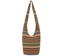 Coton Pose Women Shoulder Handbags Fashion canvas Hippie Crossbody Bags Bohemian Animal Prints Hobo Bags, Green-orange