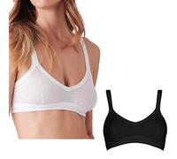 Cotonella 2 Stretch Cotton Bralette, 1 Black + 1 White, 32B