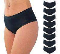 Cotonella Women's Midi Briefs with Extra Comfort Edges, Bi-Elastic Cotton, White, Black and Colourful Patterns, Sizes 2/S - 6/XXL, Pack of 3, 8pcs black-3363, L