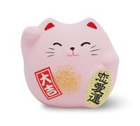 COTONOHA Banko Ware Maneki Neko - 2.2-Inch Small Lucky Cat Figurine for Good Fortune Made in Japan (Pink)