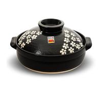 COTONOHA Banko-yaki Donabe Clay Pot - Authentic Japanese Earthenware with Cherry Blossom Design - Ideal for Cold Season Cooking - Made in Japan (Cherry Blossom, 3-5 people)