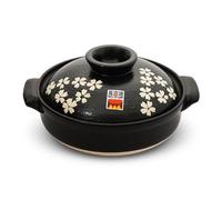 COTONOHA Banko-yaki Donabe Clay Pot - Authentic Japanese Earthenware with Cherry Blossom Design - Ideal for Cold Season Cooking - Made in Japan (Cherry Blossom, 1-2 people)