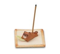 COTONOHA Charming Animal Series Ceramic Incense Holder, Japanese Pottery, Perfect for Relaxation and Concentration, Made in Japan (Raccoon Dog)