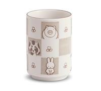 COTONOHA Japanese Porcelain Yunomi Tea Cup | Made in Japan | Character Design with Flowers and Animals | 8.8 fl oz / 260 ml (Animal Brown)