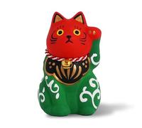COTONOHA Maneki Neko, 2.7 Inches, Hand-Painted Ceramic Cat, White, Black, Gold, Red, Japanese Lucky Charm for Prosperity and Fortune, Decorative Use