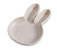 COTONOHA Miffy Ceramic Plate, Cute Rabbit-Shaped Small Dish (5.9 x 4.3 inches), Kid-Friendly Snack & Dessert Dish, Easy-to-Clean Kitchenware (Matte Greige)