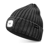 COTOP LED Beanie with Light,USB Rechargeable Hat Hands Free 4 LED Headlamp Cap Winter Knitted Night Lighted Hat Flashlight Women Men Gifts for Dad Him Husband (Black)
