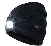 COTOP LED Lighted Beanie Cap Men and Women, Rechargeable Headlamp Hat Gift | Warm Beanie with Built-in Lighting, Soft & Breathable, Hands Free for Dog Walking, Running, Camping, Hiking, Fishing Winter