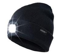 COTOP Unisex LED Headlamp Beanie Cap Men's Women Gift Winter Warm Beanie Hat Hands Free Lighted Beanie Cap for Dog Walking Night, Running, Camping,Hiking Black
