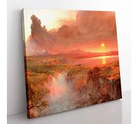 Cotopaxi Sunset by Frederic Edwin Church Classic Painting Canvas Wall Art Print Ready to Hang, Framed Picture for Living Room Bedroom Home Office Décor, 35x35 cm (14x14 Inch)