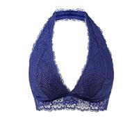 Cotorance Womens Lace Bra No Underwire No Pads Skimpy V Neck Halterneck Bralettes Navy Blue 32A 32B,32C