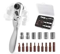 COTOUXKER Mini Rachet Set, Right Angle Screwdriver Set with 1/4 Mini Flex Ratchet Wrench and Bits Sockets for Tight Spaces(Ratchet Wrench with bits and Socket)