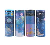 Cotrida 20 Rolls Gold Foil Galaxy Washi Tape Set, Celestial Star Patterns Skinny Masking Tape, Decorative Tape for Arts, DIY Crafts, Journals, Planners, Scrapbook, Wrapping