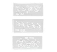 Cotsdan 3Pcs 3D Nail Art Molds, Mini Size Silicone Carving Template, Flower Grain Acrylic Gel Resin Mold for Jewelry Pendant Making, DIY Nail Tool Handmade Craft Women Accessories
