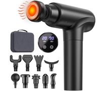 cotsoco Massage Gun with Heat for Pain Relief, Deep Tissue Percussion Massager with 20 Speeds & 9 Heads, Handheld Electric Muscle Massage Device for Workout Recovery, Office & Home Use