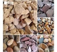 (Cotswold, 20kg x 6) Decorative Stone Coloured Pebbles Cobbles Slate Gravel Chippings Aggregates | 1kg, 5kg, 10kg, 20kg Bags