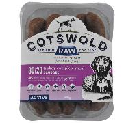 Cotswold 80/20 Active Turkey Sausages Raw Adult Dog Food - 500g