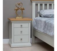 Cotswold Bedside Cabinet - 3 Drawer - Oak and Painted