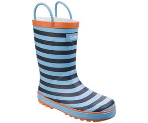 Cotswold Captain blue stripe kid's pull handles waterproof wellington boot