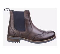 Cotswold Cirencester Mens Smart Casual Brogue Leather Dealer Pull On Boots Brown
