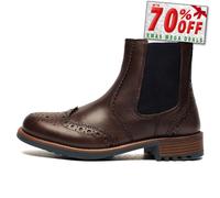 Cotswold Cirencester Mens Smart Casual Brogue Leather Dealer Pull On Boots Brown