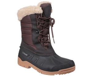 Cotswold Coset Weather Boot Brown Waterproof rubber galosh, Luxury faux sheeri