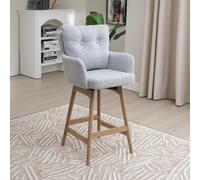 Cotswold Counter Stool - Set of 2 - Grey - Fabric and Wood
