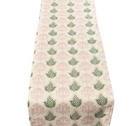 Cotswold Countryside Motif Table Runner in Pink. Cottagecore Country Home Style. Dinner Party Table Decoration. Available in Two Sizes (30cm x 180cm)