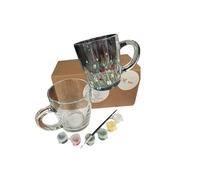 Cotswold Edge Bees Paint a Bee Mug Kit, Includes Paints, Brush, Blank Glass Mug, Instructions (Blue)