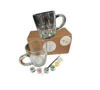 Cotswold Edge Bees Paint a Bee Mug Kit, Includes Paints, Brush, Blank Glass Mug, Instructions (Pink)