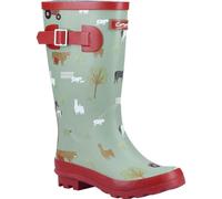Cotswold Kids Farmyard Wellington Boots - Khaki Green/Red - 13 UK Child - Khaki Green/Red