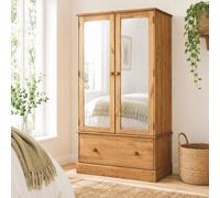 Cotswold Mirrored Wardrobe, 2 Doors & 1 Large Drawer Storage, Rustic Wax Finish