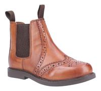 (, ) Cotswold Nympsfield Leather Boy's Tan Flat Chelsea Boots