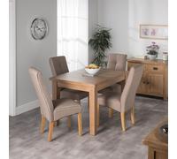 Cotswold Oak Dining Table Set With 4 Brown Milan Chairs