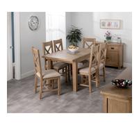 Cotswold Oak Medium Dining Table Set With 6 Cross Back Chairs