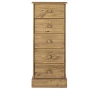 Core Products 5 Drawer Narrow Chest Of Drawers, Antique Waxed, Cotswold