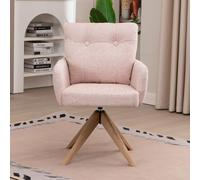 Cotswold Swivel Dining Armchair - Set of 2 - Blush Pink - Fabric and Wood